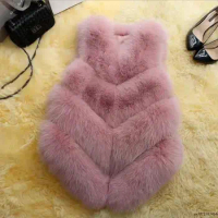 2023 New Fashion Faux Fur Vest Coat Winter Coat Women Waist Fur Gilet Women's Jacket Vest For Ladies