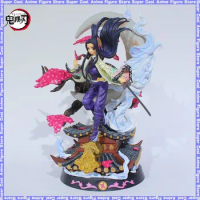 Anime Demon Slayer Kochou Kanae Figure Gk 39cm Kochou Kanae With Light Statue Action Figurine PVC Model Doll Toys Kids Gifts