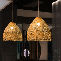 異麗創意個性日式竹編吊燈茶室餐廳酒店民宿藝術藤編燈罩中式燈具