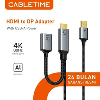 CABLETIME Converter HDMI Male to Displayport Female 4K60Hz with USB Power Port