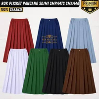 Seragam Rok Plisket Panjang SD MI SMP MTS SMA MA Rempel Lipit Merah Biru Abu Coklat Putih Hitam Hija