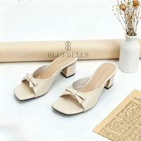 Bluebells YONNA Sendal Slop Heels Wanita 5cm (Tersedia Size 36-41) 39 Cream