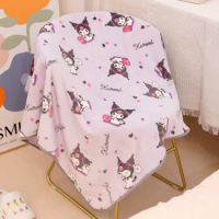 Japanese Anime Kuromi Flannel Blanket Comfortable Warm Single Size Travel Cover For Child Girl Bedspread On The Bed Sofa