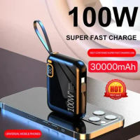 30000mah Portable Power Bank PD100W USB to Type C Cable Two-way Fast Charger Mini Powerbank for iPhone Xiaomi Samsung 2024 New