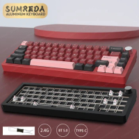 SUMREDA Sugar65 AL65 Mini Wireless Aluminum Custom Mechanical Keyboard Kit RGB Hotswap 2.4G Bluetooth Wired Gaming Keyboard