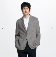 【HAZZYS】男款摩卡棕經典復古微紋理休閒西裝外套-S