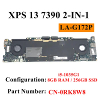 LA-G172P For Dell XPS 13 7390 2-IN-1 CN-0RK8W8 Laptop Motherboard Mainboard RK8W8 With I5-1035G7 CPU 8GB RAM 256GB SSD 100%TEST