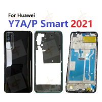 Terbaik untuk Huawei Y7A P pintar 2021, perumah belakang, Bingkai tengah, bingkai hadapan lcd