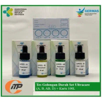 Ultracare Tes Golongan Darah 1 Set UltraCare Diagnostics Anti-A B AB D IgM IgG 10ml + Kartu 100 Lemb