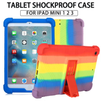 4 Thicken Cornors Silicon Cover Case with Kickstand For iPad Mini 1 2 3 7.9" Tablet Models: A1432 A1489 A1490 A1491 A1599 A1600