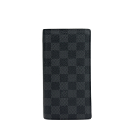 二手品 Louis Vuitton Brazza 經典棋盤格對開長夾(N62665-黑灰)