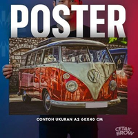 Poster VW Combi T1 Transporter Blue Bisa Cetak Custom Hiasan Dinding Kamar Cowo Otomotif Hippie Van 