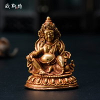 歐斯特 尼泊爾藏傳銅全鎏金供奉擺件手工密宗隨身佛黃財神佛像
