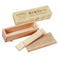 【KISOU】日本製 壽司製作檜木盒套組 附竹捲簾