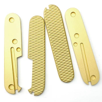 1 Pair Titanium Alloy/Brass Knife Handle Scales for 91mm Victorinox Swiss Army Knives