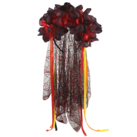 Roses Mexican Halloween Fancy Dress Flower Hairband Headband Halloween Party Costume Accessory Black