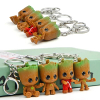 Disney Marvel Baby Groot Keychain Boy Girl Guardians of The Galaxy Groot Keychain Backpack Pendant Tree Cartoon Figure Toy Gift