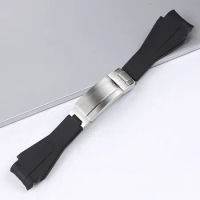 For Rolex Deepsea 116660 Natural Rubber Watchband Strap Waterproof 21mm Bracelet Solid stainless steel folding buckle