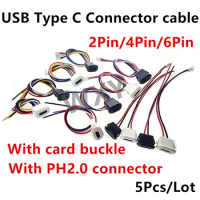 2Pin 4Pin 6Pin USB Type C Connector Jack Female With card buckle 3A High Current Charging Jack Port USB-C Charger Plug Socket