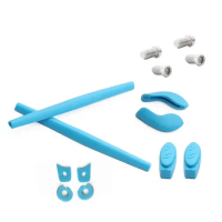 Millerswap Rubber Kit Temple Arm Ear Socks/Leg &amp; Nose Pad Nose Holder &amp; Screw-T6-4 Pieces Set for-Oakley Juliet - Sky Blue