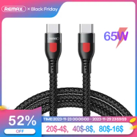 Remax USB Type C To Type C PD65W Cable Quick Charge Fast Charging For Xiaomi Samsung Huawei Data Wire Cord Phone Charger Cables