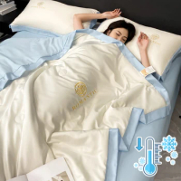 YanYangTian 2024 Silk Embroidery Summer Quilt Ice Cooling Comforter Sofa Blanket Luxury Modal Bed Cover single double bed