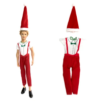 NK New Fashion Christmas Outfit +Red Hat For Ken Doll Accessories Kids Toys Male Doll Clothes For 1/6 Doll DIY Gift