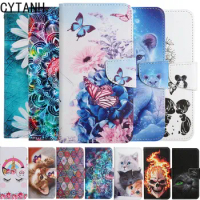 Leather Flip Phone Case For Samsung Galaxy S22 S21 S20 FE Ultra S10 S10E S9 S8 Plus Note20 Ultra Cat Butterfly Card Book Cover