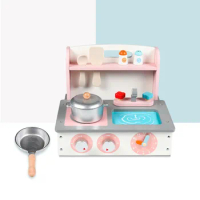 Wooden Folding Kitchen Stove Children's Cooking Rice Cooking Plates Home Simulation Girls Toys Princess Cooking