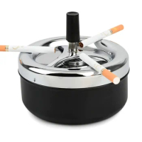 Metal Ashtray Round Rotating Self-Clearing Ashtray Portable Outdoor Smoking Smoker Ashtray Office for Men smoking accessories