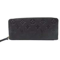 【二手名牌BRAND OFF】LOUIS VUITTON LV 路易威登 黑色 原花 牛皮 壓紋 Clemence 拉長夾 M60171