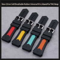 New 22mm Soft Breathable Rubber Universal Watchband For TAG Strap For HEUER Strap MONACO CARRERA Watch Band Bracelet Pin Buckle