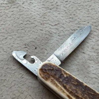 1 Piece Swedish Powder Damascus Steel Handmade Can-Opener for 91mm Swiss Army Knife