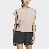 Adidas Fot Tee HY2856 女 短袖 上衣 T恤 亞洲版 運動 訓練 休閒 短版 打褶 寬鬆 粉