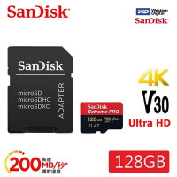 SanDisk 晟碟 (極速全新版) 128GB Extreme PRO A2 記憶卡 附SD轉卡 (高速讀取200MB/s 原廠永久保固)