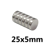 1/5/10PCS 25x5 mm Permanent Magnetic 25mmx5mm Bulk Steel Round Magnets 25x5mm N35 Neodymium Disc Magnet 25*5 mm circular 25