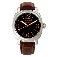 Valentino Coupeau 范倫鐵諾 古柏 紳士風尚腕錶 黑面 咖啡皮帶