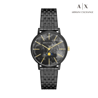 【A|X Armani Exchange 官方直營】Lola 煙霧月球漫步月相女錶 黑色不鏽鋼鍊帶 手錶 36MM AX5587