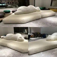Nordic minimalist designer polar bear shape large flat fabric sofa internet celebrity hotel villa lazy sofa