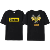 2024 New Men's Unique Ohlins Sports Racing T-Shirt Pure Cotton Casual Shock Ohlins RXF34 M.2 Men's Comfortable and Popular Tee