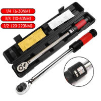 Torque Key Wrench Tool 1/4 3/8 1/2 Inch Square Drive Two-Way Precise Preset Mirror Polish Spanner Accurately Torque 6-220N.M