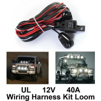 ✩ez_auto 12V 40A รีโมทคอนโทรลสายไฟ Strobe Switch Relay LED Fog Light Bar Kit♬