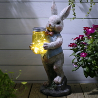 動物太陽能燈庭院擺件花園兔子裝飾陽臺布置網紅戶外露臺雕塑創意