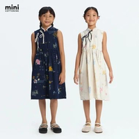 COTTONINK Mini - Dress Anak Perempuan Arumi Rampai #ArchipelagoPeranakan #MSS 5-6Y Biru Laut