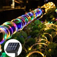 20M Hose LED String Lights Solar Panel Fairy Christmas Lights Outdoor Decorate Wedding Party Garden