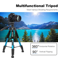Professional Camera Tripod with 360°Rotation Head and Carry Bag, Aluminum Mobile Phone Holder Tripod for Photography Canon Nikon