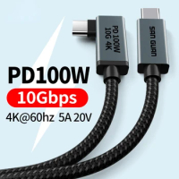 90 Degree USB C 3.1 Gen2 For Macbook USB Type C Right Angle Cable 5A 100W Charge 4K Video Display For Monitor Samsung S21 Huawei