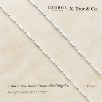 สร้อยคอเงินแท้โซ่ลูกปัด 1 mm. สร้อยอิตาลีเงินแท้ 92.5% Tube / Line Bead Chain sterling silver neckla