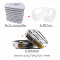 Accessories 6001/6002/6004 Filtering Box 5N11 Cotton Filters Set Replaceable For 3M 6200/6800/7502 Chemical Respirator Gas Mask