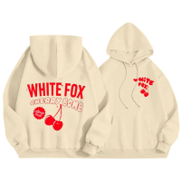 2025 New HITE Demon White Fox Cherry European and American Style Women's Hooded Sweatshirt Casual Sp